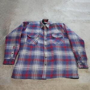 Vtg Appalachian Trail Quilted Plaid Flannel Shirt Jacket Mens XLT Rock Western